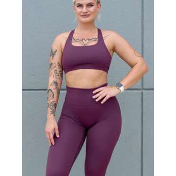 LISSMOMO Workout Sets for Women Cross Back Sports Bra High Waist Leggings 2 Piece Gym Yoga Outfits Workout Clothes Sets (L080 Purple S)
