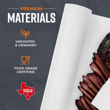 Bryco Goods White Kraft Butcher Paper Roll - Let Your Brisket Breathe Without Sacrificing Juiciness - The Best Crispier Flavorful Bark Everytime - Straight from Grill to Your Table - Better Than Foil