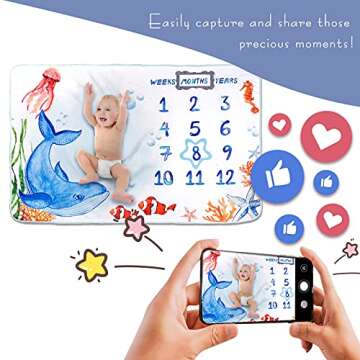 InnerSafe Baby Milestone Blanket| Original Design Baby Monthly Milestone Blanket Boy Girl|Baby Photo...