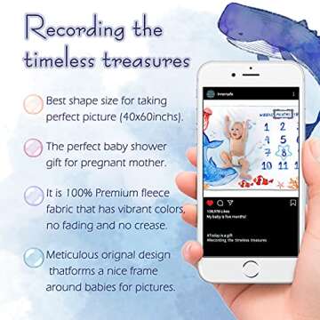 InnerSafe Baby Milestone Blanket| Original Design Baby Monthly Milestone Blanket Boy Girl|Baby Photography Props Blanket| 60'x40' Ocean World