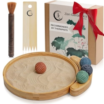 Zen Garden Kit for Desk - Bamboo Meditation Tray Gift