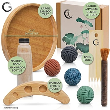Zen Garden Kit for Desk - Bamboo Meditation Tray Gift