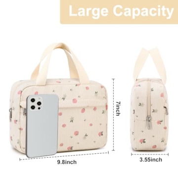 Large Corduroy Makeup Bag for Women Travel Organizer