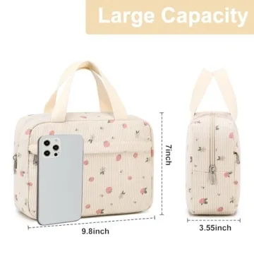 Large Corduroy Makeup Bag for Women Travel Organizer