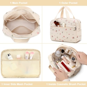 Large Corduroy Makeup Bag for Women Travel Organizer