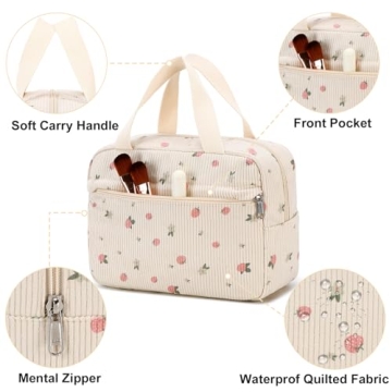 Large Corduroy Makeup Bag for Women Travel Organizer