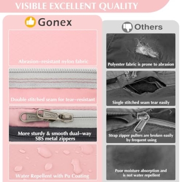 Gonex Compression Packing Cubes, 4pcs Expandable Storage Travel Luggage Bags Organizers (Pink)