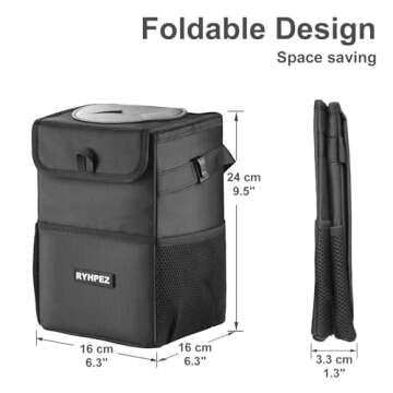 Ryhpez Car Trash Can with Lid Collapsible & Portable
