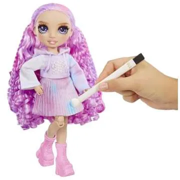 Rainbow High Watercolor & Create Fashion DIY Doll with Washable Watercolors + Tie-Dye Kit, Purple Eyes, Curled Hair, Bonus Top & Shoes. Color, Create, Play, Rinse and Repeat. Creative 4-12+