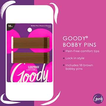 Goody Styling Hair Bobby Pins – 18 Count, Brown - Slideproof and Lock-In Place - Suitable for All ...
