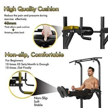 Power Tower, BangTong&Li Pull Up Bar Dip Station/Stand for Home Gym Strength Training Workout Equipment(Newer Version)