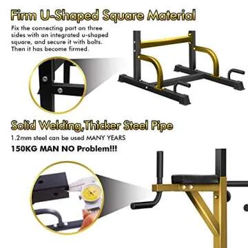 Power Tower, BangTong&Li Pull Up Bar Dip Station/Stand for Home Gym Strength Training Workout Equipment(Newer Version)