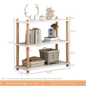 IOTXY 3-Tier Wooden Shelf Bookcase | Modern Open Bookshelf for Home and Office, White