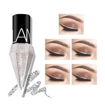 Go Ho Glitter Liquid Eyeliner Colorful Set,5 Colors Metallic Shimmer White Silver Gold Diamond Eye L...