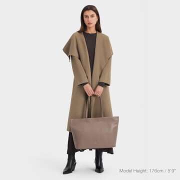 Kattee Leather Tote Bags for Women, Soft Shoulder Purse and Handbags Zipper Totes Travel Work Large