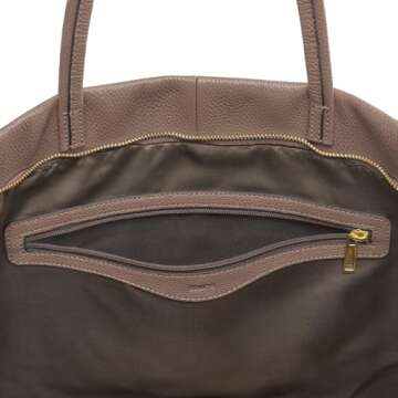 Kattee Leather Tote Bags for Women, Soft Shoulder Purse and Handbags Zipper Totes Travel Work Large