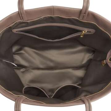 Kattee Leather Tote Bags for Women, Soft Shoulder Purse and Handbags Zipper Totes Travel Work Large