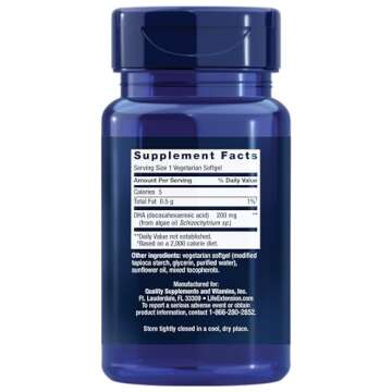 Life Extension Vegetarian DHA - Omega-3 from Algae for Cognitive, Mood & Eye Health