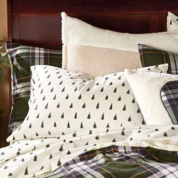 G.H. Bass Flannel Sheet Set with Spruce Trees Design in King Size