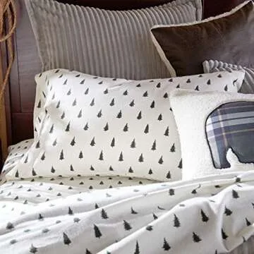 G.H. Bass Flannel Sheet Set with Spruce Trees Design in King Size