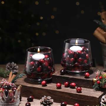 Wavwavw 100 Pcs Christmas Artificial Cranberries Fruit Fake Cranberries for Christmas Tree Decoration Wedding Garland DIY Craft Table Decoration Photo Props