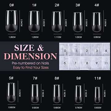 Gelike EC Soft Gel Nail Tips Kit for Soak Off Nail Extensions,Full Cover,Square Shaped,Pre-buff PMMA Resin,Clear Ultra-Thin Design,10 Sizes,240 Pieces,Medium Square