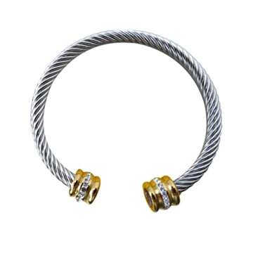 Personalized BLUE ELF Cable Wire Bracelet with Birthstones