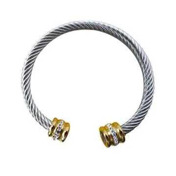 Personalized BLUE ELF Cable Wire Bracelet with Birthstones