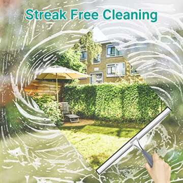 AmazerBath Shower Squeegee, Squeegee for Shower Glass Door, All-Purpose Squeegee for Shower Doors, Car Window, Tiles Mirror - Stainless Steel, Non-Slip Handle, Long Blade, 12 Inches