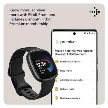 Fitbit Versa 4 Fitness Smartwatch with Daily Readiness, GPS, 24/7 Heart Rate, 40+ Exercise Modes, Waterfall Blue/Platinum, One Size (S & L Bands Included) + Sports Strap Bundle (Renewed)