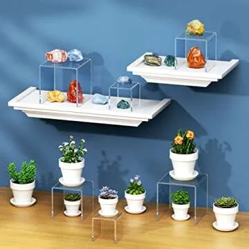 NIUBEE 2 Set Acrylic Risers Display for Funko POP Figures,Clear Cake Stands for Candy Dessert Table Decorations-3"x4"x5"