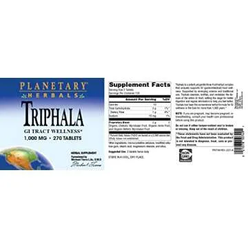 Planetary Herbals Triphala 1000mg Gentle Colon Cleanse Tablets