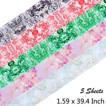 5 Bottles Marble Nail Foil Transfer Sticker, Kissbuty Marble Nail Art Stickers Tips Wraps Foil Transfer Adhesive Glitters Acrylic DIY Nail Decoration