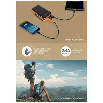myCharge Adventure Camping Portable Charger Power Bank 6700 mAh Rugged Outdoor External Battery Pack with Carabiner Clip - USB Accessories, Bluetooth Speaker, Cell Phone (iPhone, Android for Samsung)