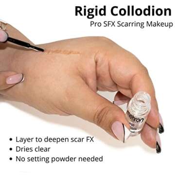 Mehron Makeup Rigid Collodion with Brush | Scarring Liquid | Liquid Scar Makeup | SFX Scar for Film .125 oz (4ml)