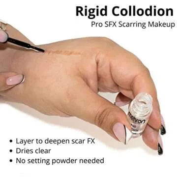 Mehron Makeup Rigid Collodion with Brush | Scarring Liquid | Liquid Scar Makeup | SFX Scar for Film .125 oz (4ml)