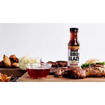 Kosmos Q Maple Bourbon BBQ Glaze - 15.5 Oz Bottle for Sticky & Flavorful Barbecue - Thick BBQ Glaze for Competition Ready Mouth-Watering Meat (Maple Bourbon)