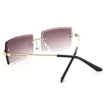 FEISEDY Vintage Rimless Sunglasses Rectangle Frameless Candy Color Glasses Women Men B2642