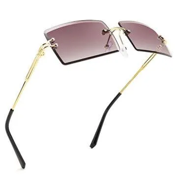 FEISEDY Vintage Rimless Sunglasses Rectangle Frameless Candy Color Glasses Women Men B2642