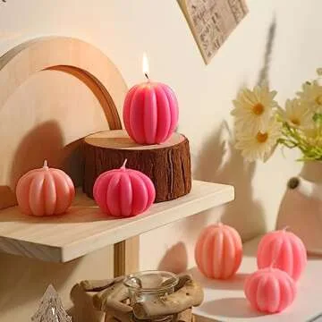 Mtlee Pumpkin Candles for Thanksgiving Fall Decor