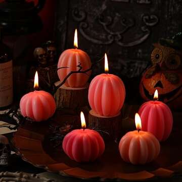 Mtlee 6 Pieces Thanksgiving Pumpkin Shaped Soy Candles Scented Candles Fall Pumpkin Tealight Candles Home Decor Pumpkin Candle Handmade Wax Candle for Bedroom Bathroom Party (Pink,Pumpkin)
