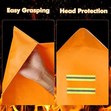 DIBBATU Fireproof Cloak, Fireproof Cape, 63*56 Inch Fireproof Hooded Cloak, Fire Emergency Survival Safety Blanket Full Body Protection, Flame Retardant Heat Insulation, Fire Escape Suit for Household