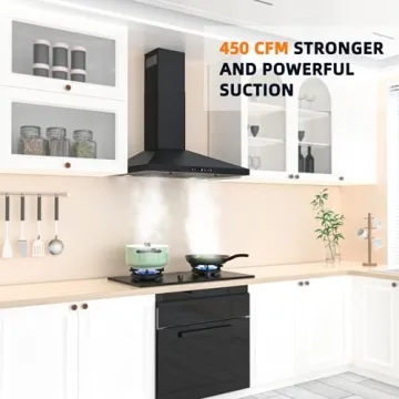FIREGAS 30 inch Black Range Hood with Powerful Suction and Gesture Control