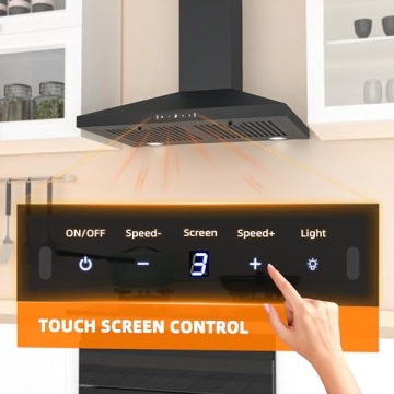 FIREGAS 30 inch Black Range Hood with Powerful Suction and Gesture Control