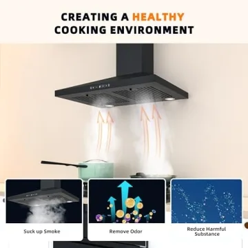 FIREGAS 30 inch Black Range Hood with Powerful Suction and Gesture Control
