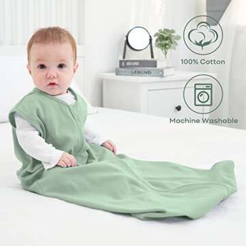 Yoofoss Baby Sleep Sack 0-6 Months Wearable Blanket for Babies 100% Cotton 2-Way Zipper TOG 0.5 Todd...