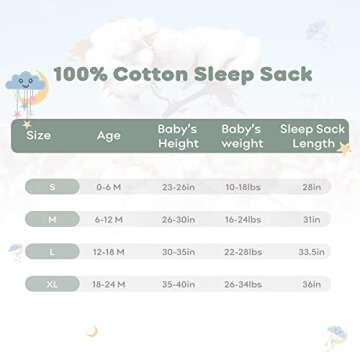 Yoofoss Baby Sleep Sack 0-6 Months Wearable Blanket for Babies 100% Cotton 2-Way Zipper TOG 0.5 Toddler Sleeping Sack 3 Pack, Sleep Sacks