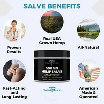 Medical Miracles Hemp 500 Mg Ultra Strength Healing Salve Ideal for HIPS, Joints, Neck, Back, Elbows, Fingers, Hands, and Knees Made in USA