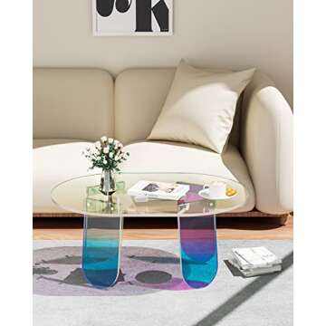 KSacry Acrylic Coffee Tables — Modern Accent Night Stand Iridescent Table Coffee Table Side Table ...