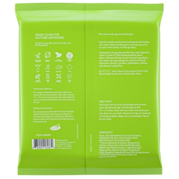 HyperGo Body Wipes - No Rinse Wet Wipes for Adults, All Natural Shower Bathing Wipes, Refreshing Body and Face Cleansing Wipes for Women and Men, 20 Extra Large Disposable Washcloths, 12x12 Cucumber
